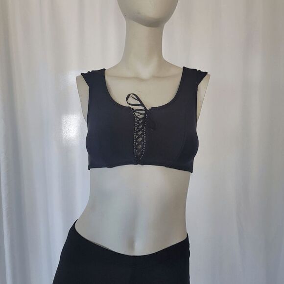 California kisses womens black bikini top open back tie front size S - Picture 2 of 6